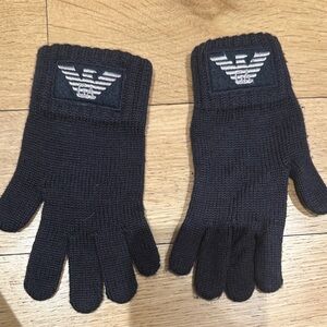 Giorgio Armani Dark Knit Gloves with Logo kids